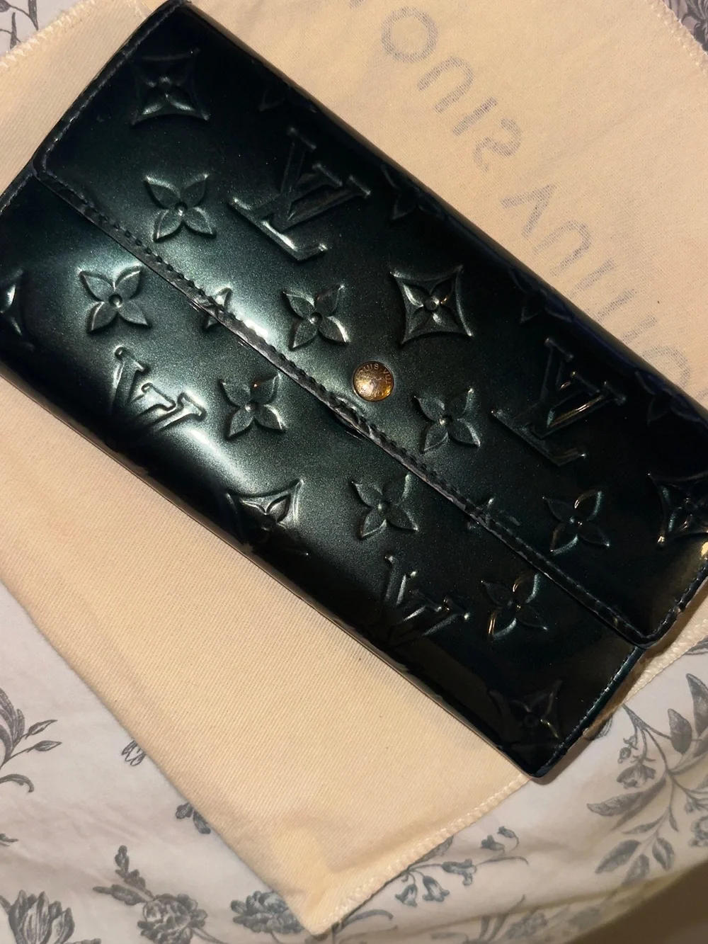 Louis Vuitton Black Patent Monogram Long Wallet